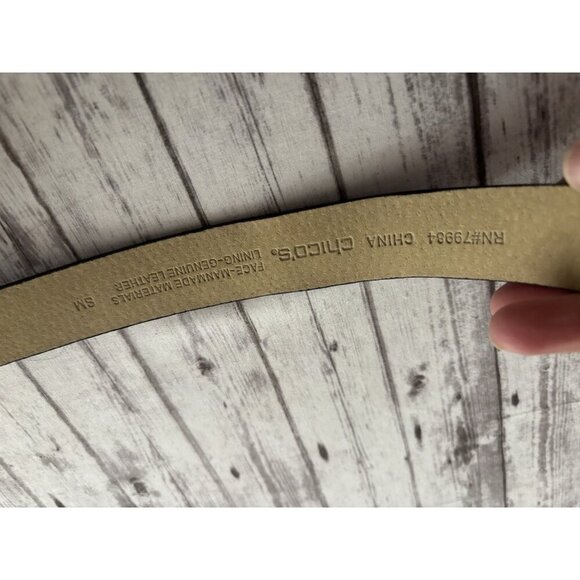 CHICOS Brown Gold Man Made And Leather Belt SZ S/M Rustic Scroll Slouch Belt! - Picture 9 of 12